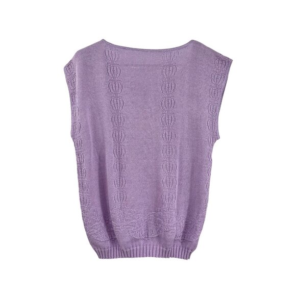 Vintage JC Penney Sweater Womens M/L Purple Knit Floral Embroidered USA - Picture 2 of 10